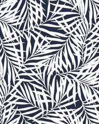 Oahu Fronds Peel and Stick Wallpaper Blue by  Old World Weavers 