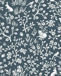 Magnolia Home Fox & Hare Peel and Stick Wallpaper Navy by   