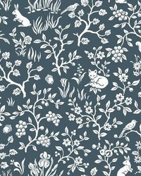 Magnolia Home Fox & Hare Peel and Stick Wallpaper Navy by  Kravet 