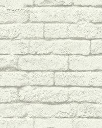 Magnolia Home Brick-And-Mortar Peel and Stick Wallpaper White by  Duralee 