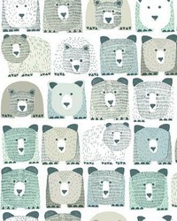 Bears Sidewall Peel and Stick Wallpaper Blue by   