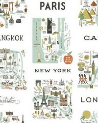 City Maps Peel and Stick Wallpaper Mint by  York Wallcovering 