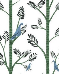 Aviary Branch Peel and Stick Wallpaper Blue Green by  York Wallcovering 