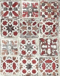 Encaustic Tile Peel and Stick Wallpaper Red by   