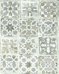 Encaustic Tile Peel and Stick Wallpaper Gray by  Creative Fabrics 