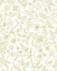 Aviary Peel and Stick Wallpaper Off White Gold by  York Wallcovering 