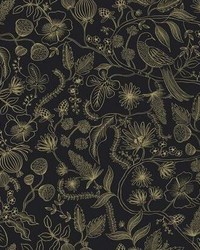 Aviary Peel and Stick Wallpaper Black Gold by   