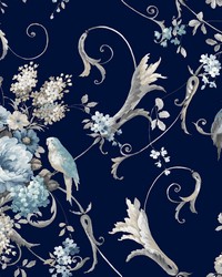 Parrots with Floral Bouquets Navy by   