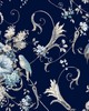 York Wallcovering Parrots with Floral Bouquets Navy