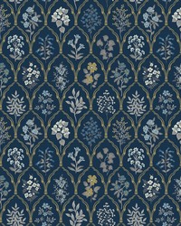 Hawthorne Wallpaper Navy Gold by   