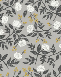 Peonies Wallpaper Gray by   