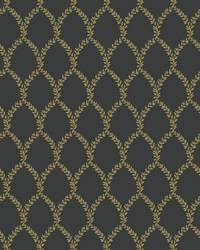 Laurel Wallpaper Gold Black by   