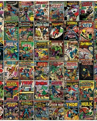 Marvel Comic Cover Peel And Stick Mural Black Red Green by   