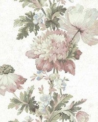 VINTAGE FLORAL STRIPE PEEL  STICK WALLPAPER by   