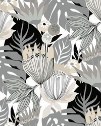 RETRO TROPICAL LEAVES PEEL  STICK WALLPAPER by  Old World Weavers 