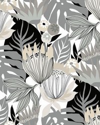 RETRO TROPICAL LEAVES PEEL  STICK WALLPAPER by  Mitchell Michaels Fabrics 