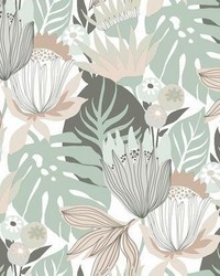RETRO TROPICAL LEAVES PEEL  STICK WALLPAPER by   