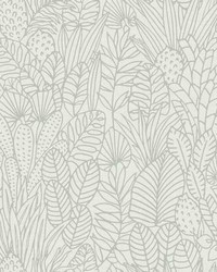 TROPICAL LEAVES SKETCH PEEL  STICK WALLPAPER by  Old World Weavers 