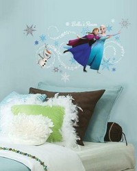FROZEN CUSTOM HEADBOARD FEATURING ELSA ANNA  OLAF PEEL AND STICK GIANT WALL DECALS by   