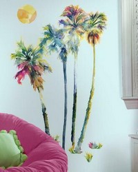 WATERCOLOR PALM TREES PEEL AND STICK GIANT WALL DECALS by   