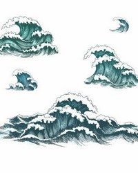 GREAT WAVE PEEL AND STICK GIANT WALL DECALS by  Roommates 