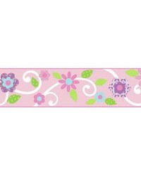 SCROLL FLORAL BDR.PINK W WHT by   