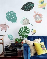 TROPICAL LEAVES PEEL AND STICK GIANT WALL DECALS by   