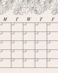 BLUSH PEONY MONTHLY CALENDAR DRY ERASE WALL DECAL by  Roommates 