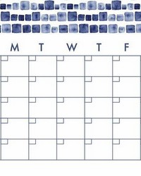 BLUE WATERCOLOR MONTHLY CALENDAR DRY ERASE WALL DECAL by  Roommates 