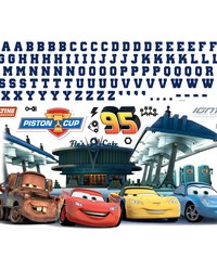 CARS PEEL AND STICK GIANT WALL DECALS WITH ALPHABET by  Roommates 