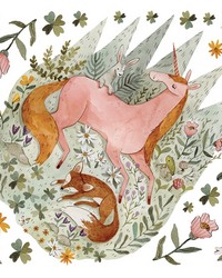 WOODLAND MAGIC UNICORN AND FOX PEEL AND STICK GIANT WALL DECALS by   