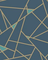 Prismatic Removable Wallpaper navy blue metallic gold by   