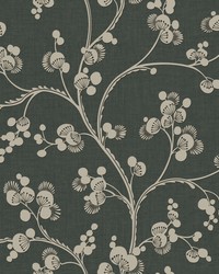Dahlia Trail Wallpaper Black Taupe by  Winfield Thybony Design 