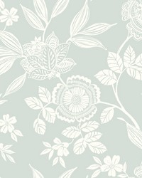 Wood Cut Jacobean Wallpaper Green by   