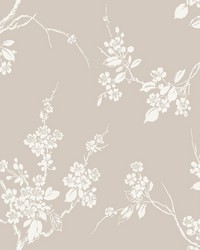 Imperial Blossoms Branch Wallpaper Taupe by   