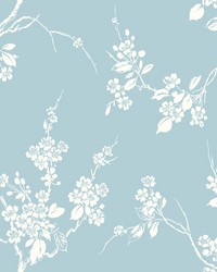 Imperial Blossoms Branch Wallpaper Blue by   