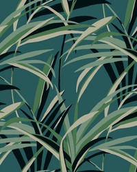 Tropical Paradise Wallpaper Green Teal  by   