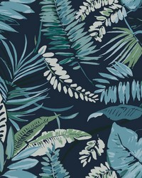 Tropical Toss Wallpaper Navy by  S Harris 