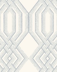 Ettched Lattice Wallpaper Blue by   