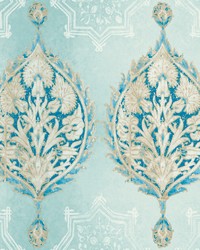 Henna Palm Ogee Wallpaper  Blues by   