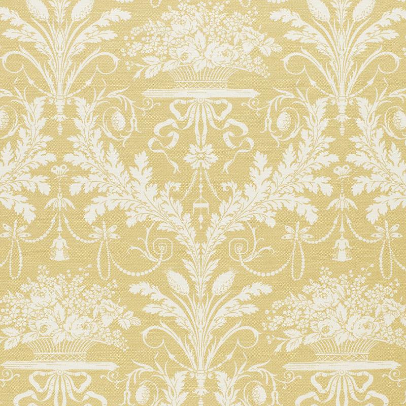 Schumacher Fabric Clairemont Damask Yellow Fabric