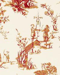 Chinois Creme  Red by  Schumacher Fabric 
