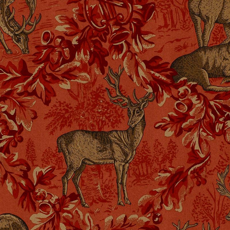 Schumacher Fabric Woburn Meadow Red Fabric