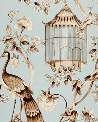Oiseaux Et Fleurs Mineral by  Schumacher Fabric 