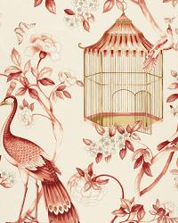 Oiseaux Et Fleurs Cinnabar by  Schumacher Fabric 