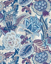 Ink Blue Jacobean Floral Toile Fabric | 100% Cotton Fabric 58”W