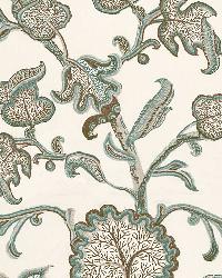 Palampore Block Print Teal by  Schumacher Fabric 