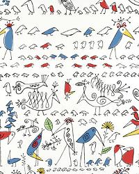 Aviary Multi On White by  Schumacher Fabric 
