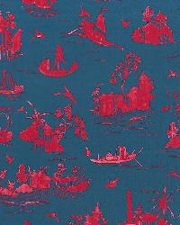 Coromandel Prussian Blue Rouge by  Schumacher Fabric 