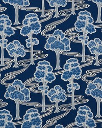Tree River Blue by  Schumacher Fabric 